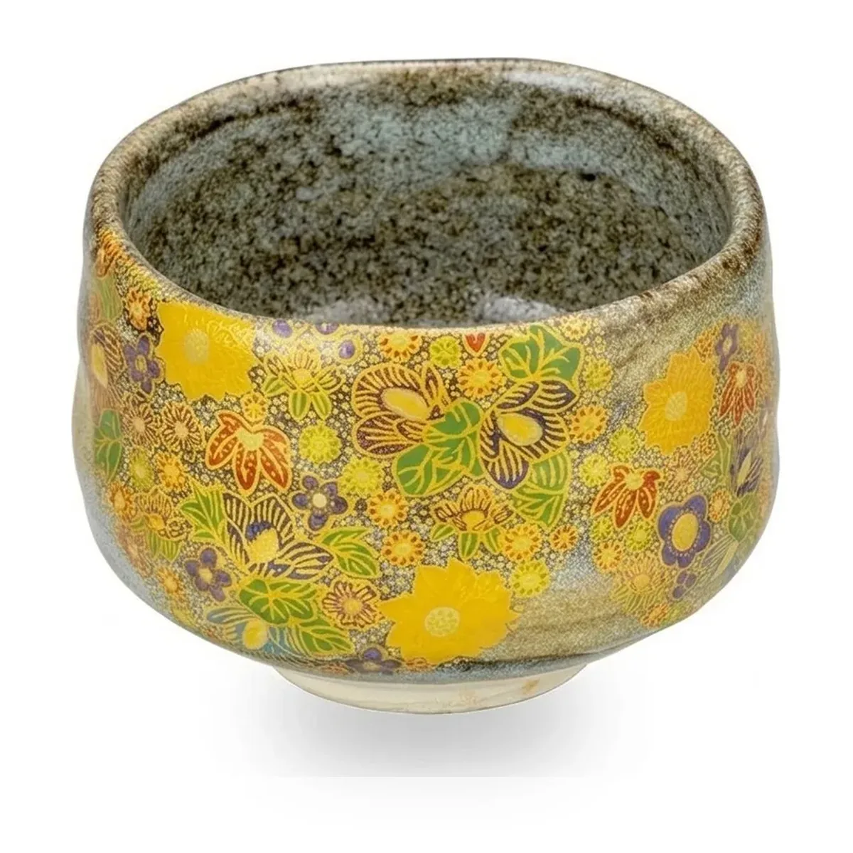 구타니야키 말차완 · 꽃채움 · 지름 12cm 측면
