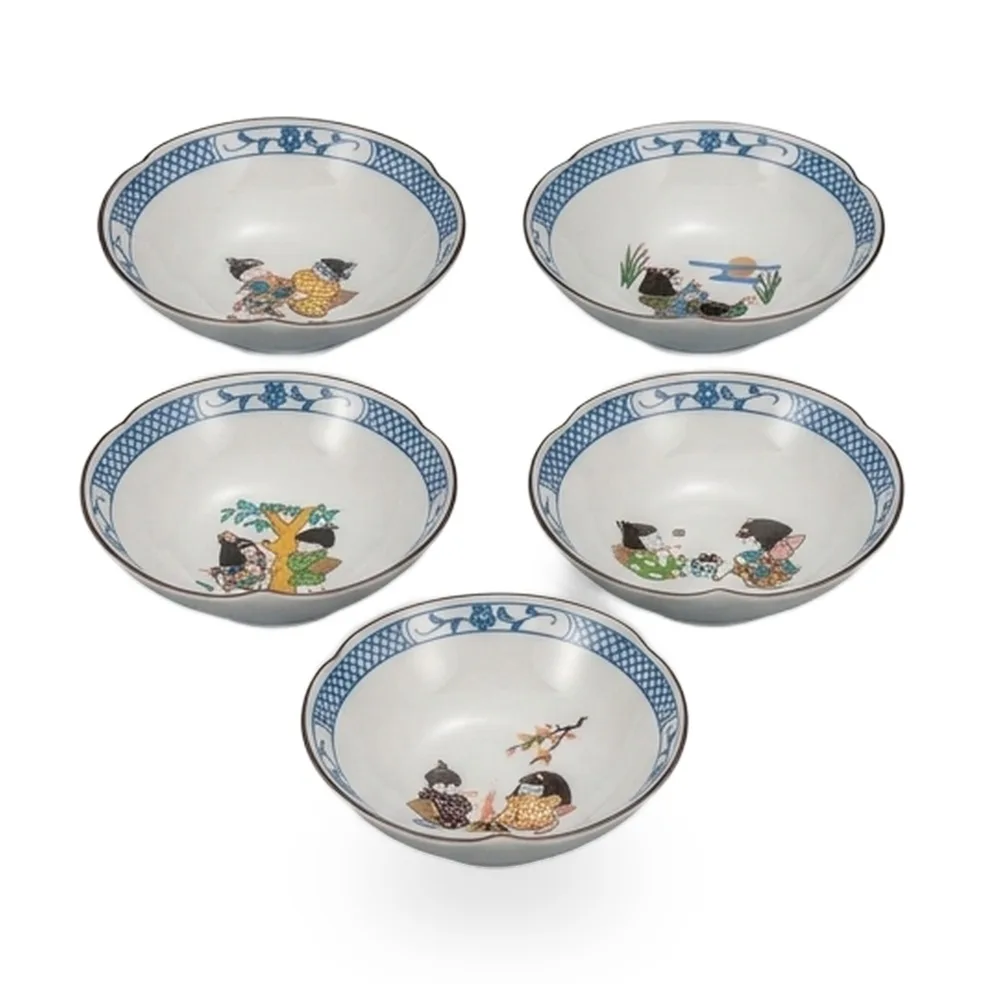 4.5호 대접 · 동자 · 5점 · 지름 14cm