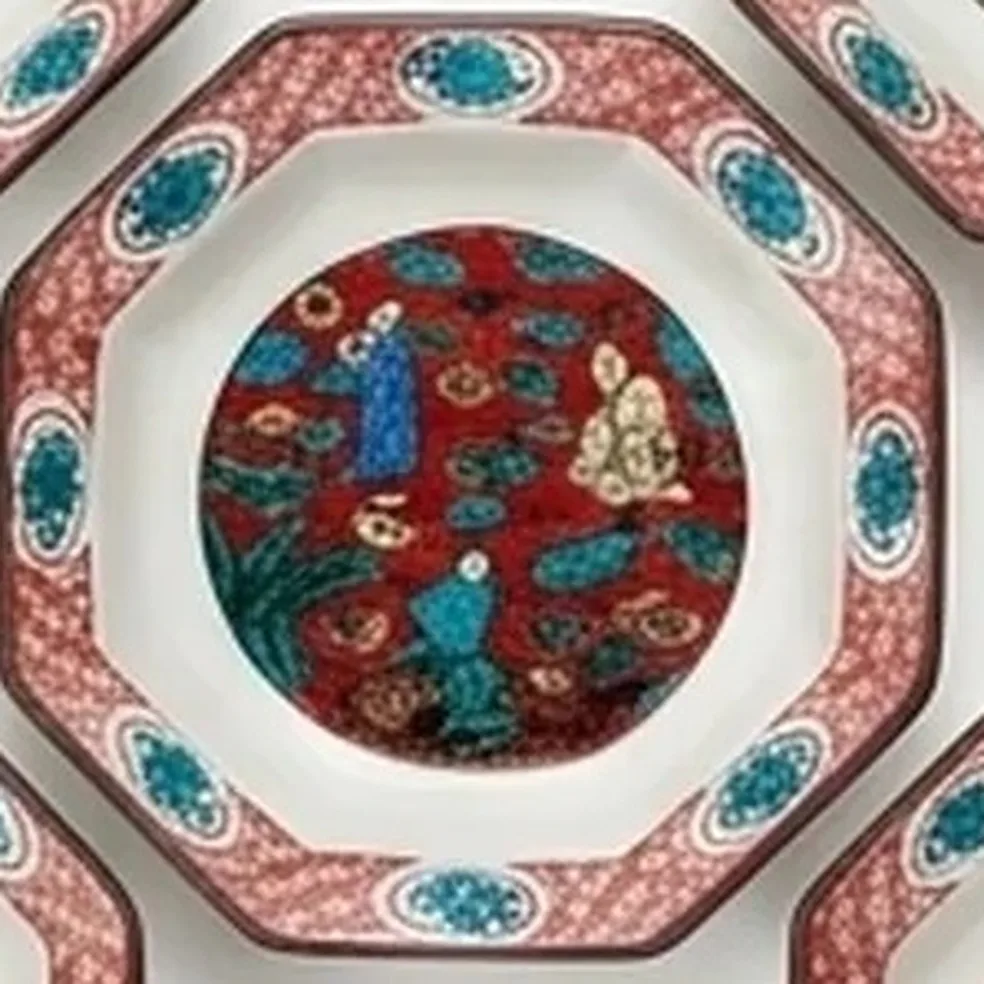 구타니야키 3.2호 접시 · 옛 그림 · 5점 · 지름 10cm 다른 각도 7