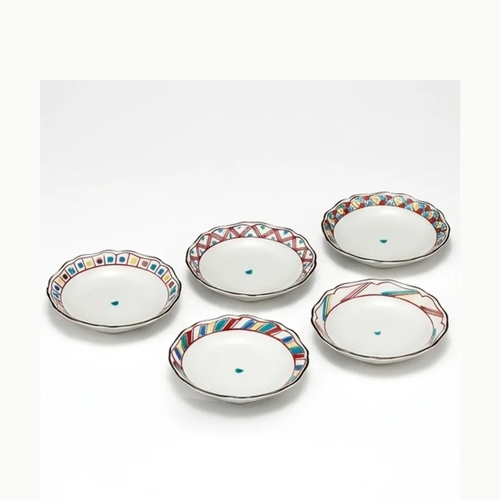 구타니야키 4호 접시 · 색그림 바꿈 · 5점 · 지름 12cm 다른 각도 4