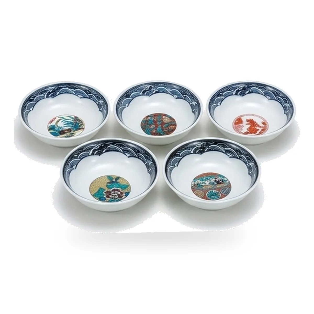 4.5호 대접 · 옛 그림 · 5점 · 지름 13.5cm
