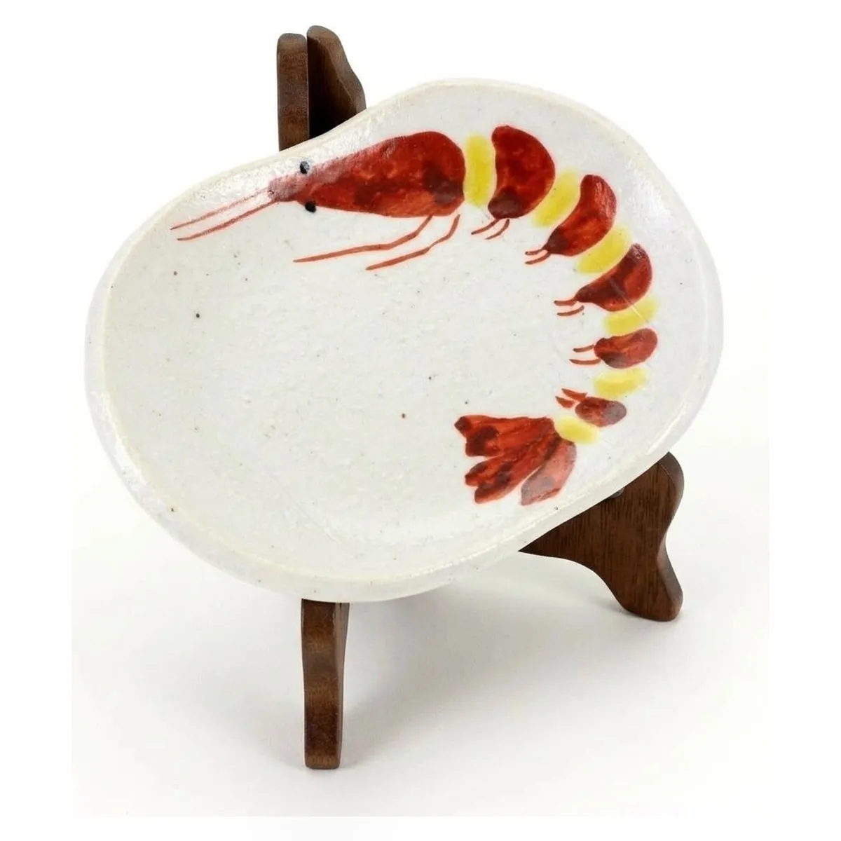구타니야키 젓가락받침 겸 콩접시 · 새우 · 가로 7.2cm 측면