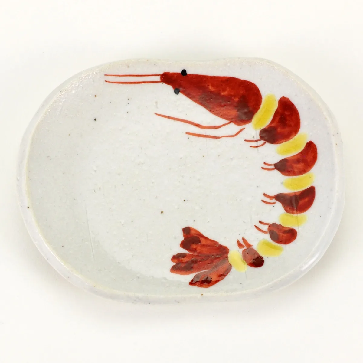 구타니야키 젓가락받침 겸 콩접시 · 새우 · 가로 7.2cm 정면