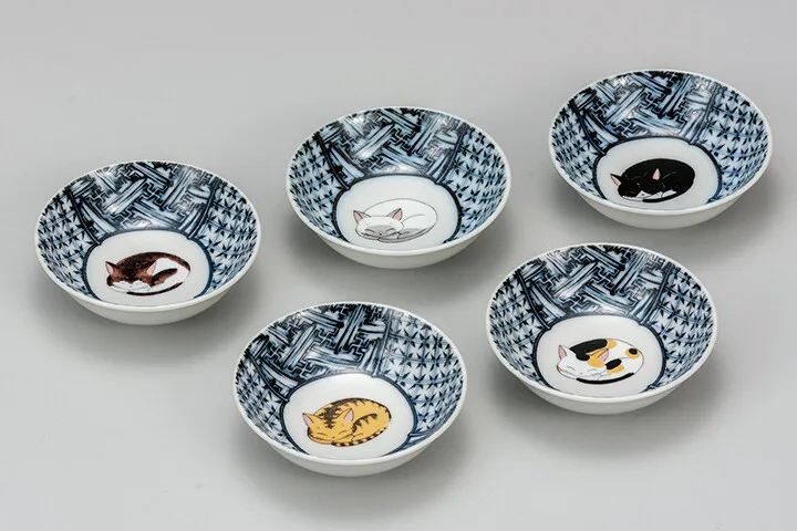 3호 대접 · 잠자는 고양이 · 5점 · 지름 9cm