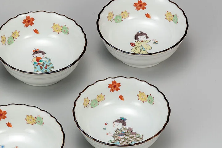 구타니야키 4호 대접 · 동자 · 5점 · 지름 12.5cm 다른 각도 5