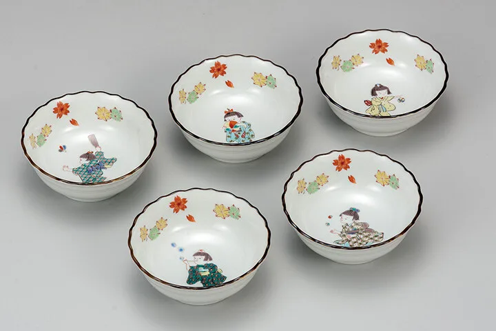 구타니야키 4호 대접 · 동자 · 5점 · 지름 12.5cm 정면