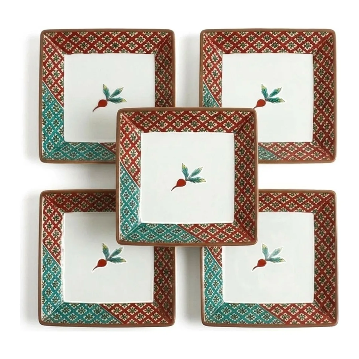 구타니야키 3호 접시 · 붉은 순무 · 5점 · 지름 9.2cm 측면