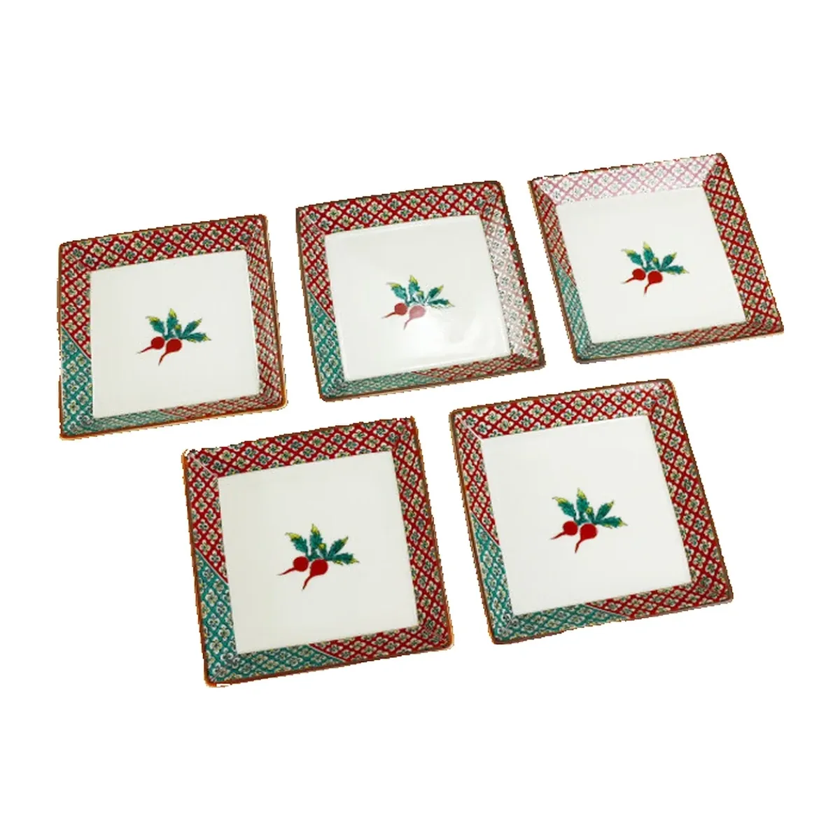 4호 접시 · 붉은 순무 · 5점 · 지름 13cm