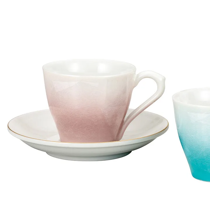 구타니야키 커피잔+받침 · 은채 · 2벌 · 지름 7.8cm 다른 각도 2