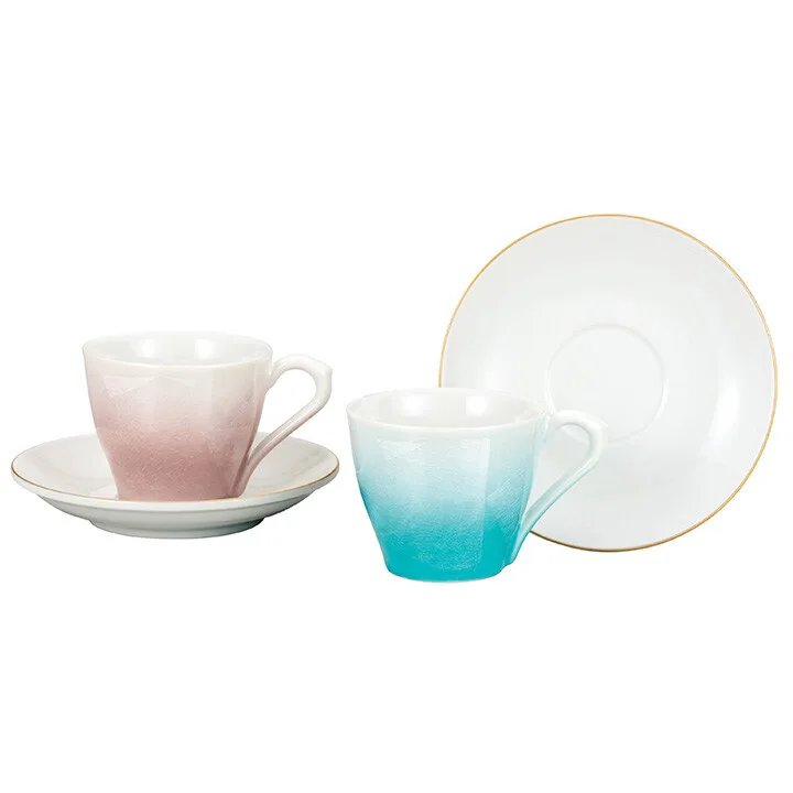 구타니야키 커피잔+받침 · 은채 · 2벌 · 지름 7.8cm 정면
