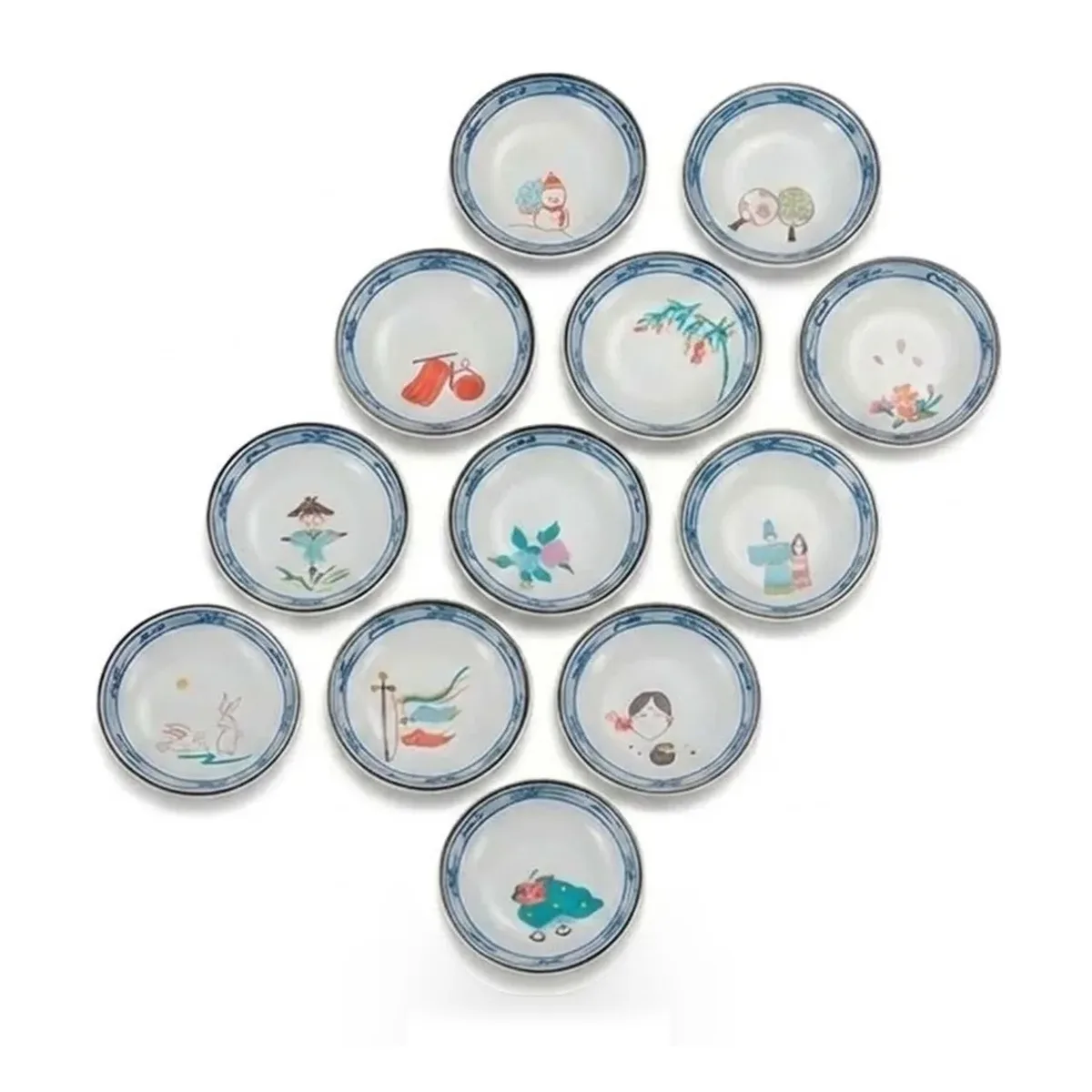 구타니야키 3호 접시 · 그림달력 · 12점 · 지름 9.2cm 측면