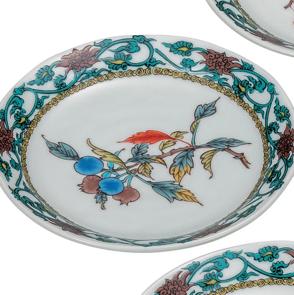구타니야키 5.5호 접시 · 산의 진미 그림 바꿈 · 5점 · 지름 16.5cm 다른 각도 3