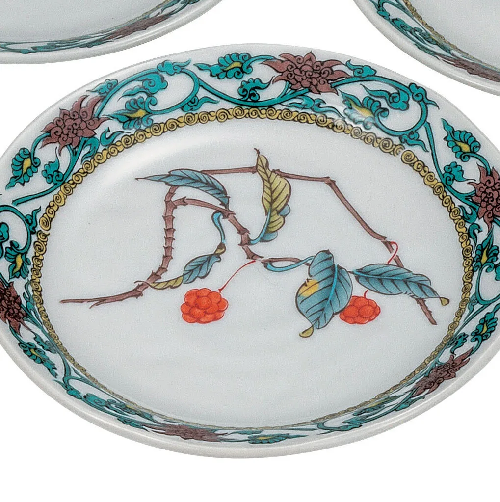 구타니야키 5.5호 접시 · 산의 진미 그림 바꿈 · 5점 · 지름 16.5cm 다른 각도 5