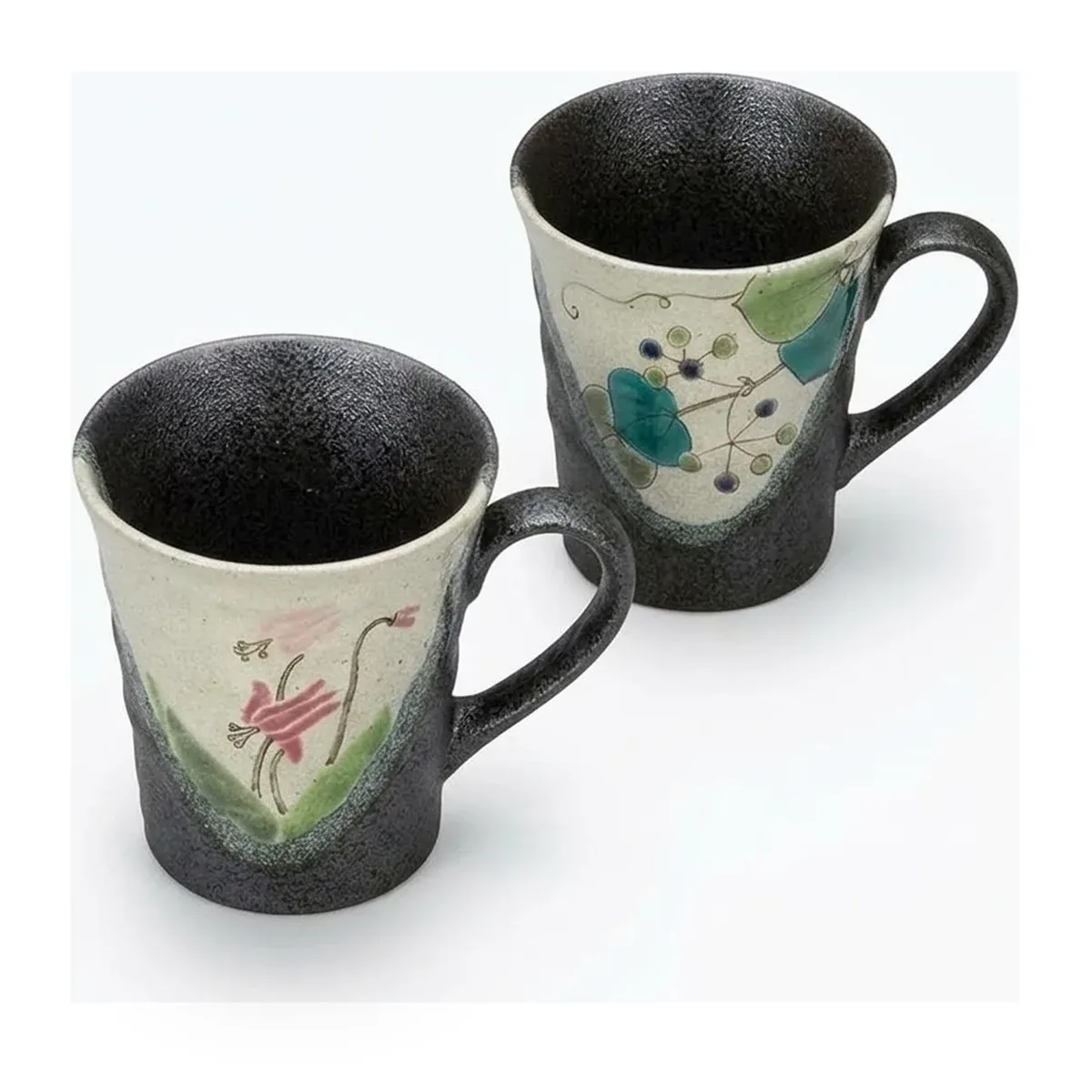 구타니야키 머그컵 · 들꽃 · 2점 · 지름 8cm 측면