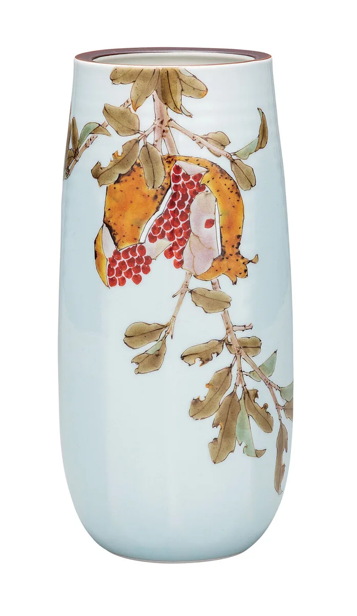 구타니야키 8.5호 화병 · 석류 · 지름 11.8cm 정면