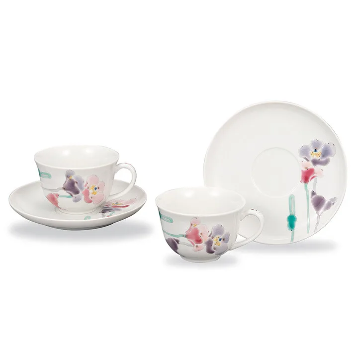 구타니야키 커피잔+받침 · 포피 · 2점 · 지름 9.2cm 정면