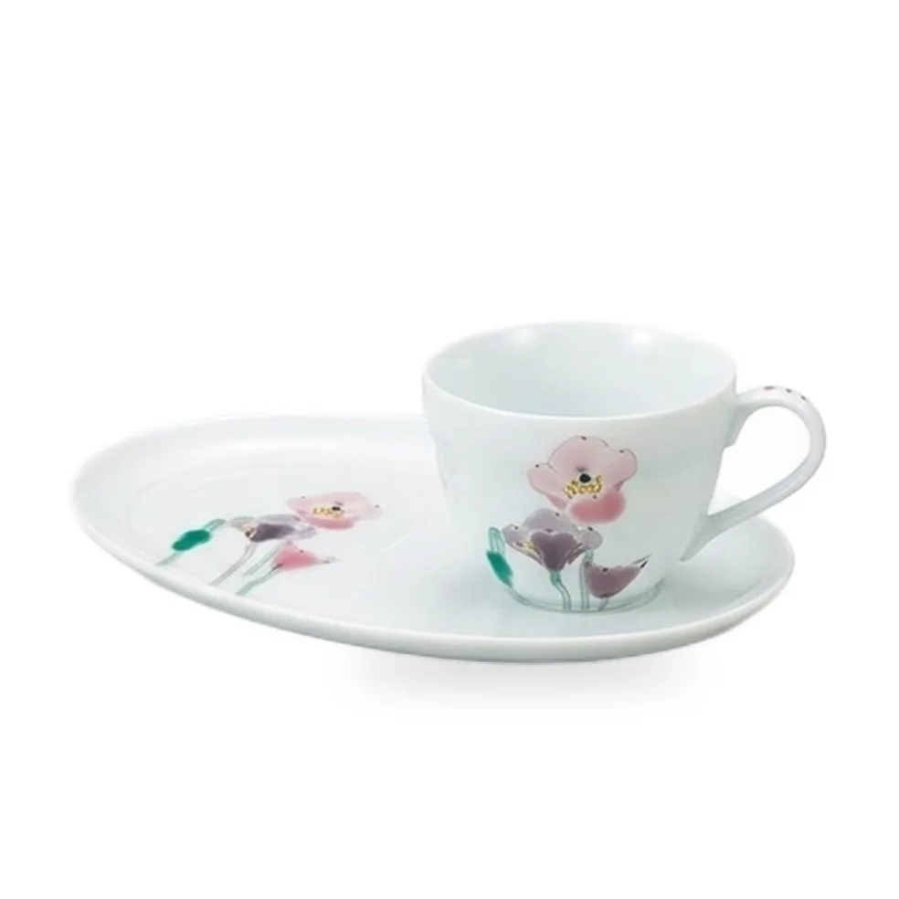 구타니야키 커피잔+받침 · 포피 · 2점 · 지름 8.7cm 다른 각도 3