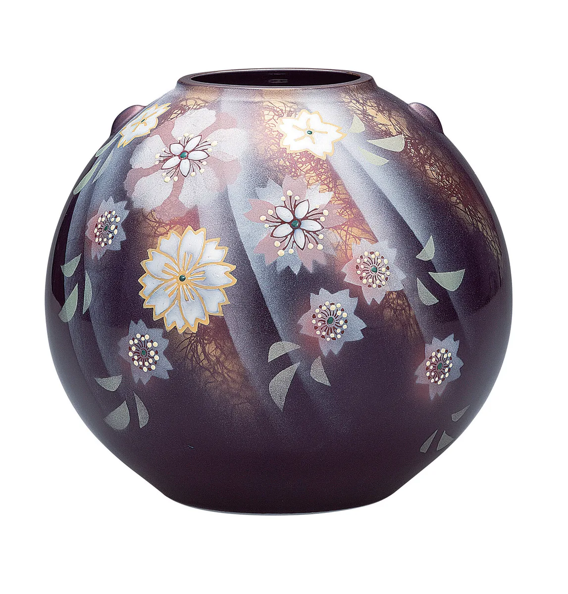 구타니야키 7호 화병 · 햇살 꽃춤 · 지름 22cm 정면