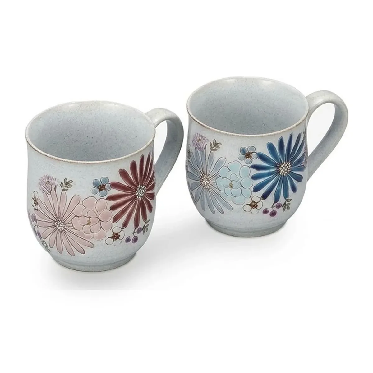 구타니야키 머그컵 · 꽃 · 2점 · 지름 8cm 측면