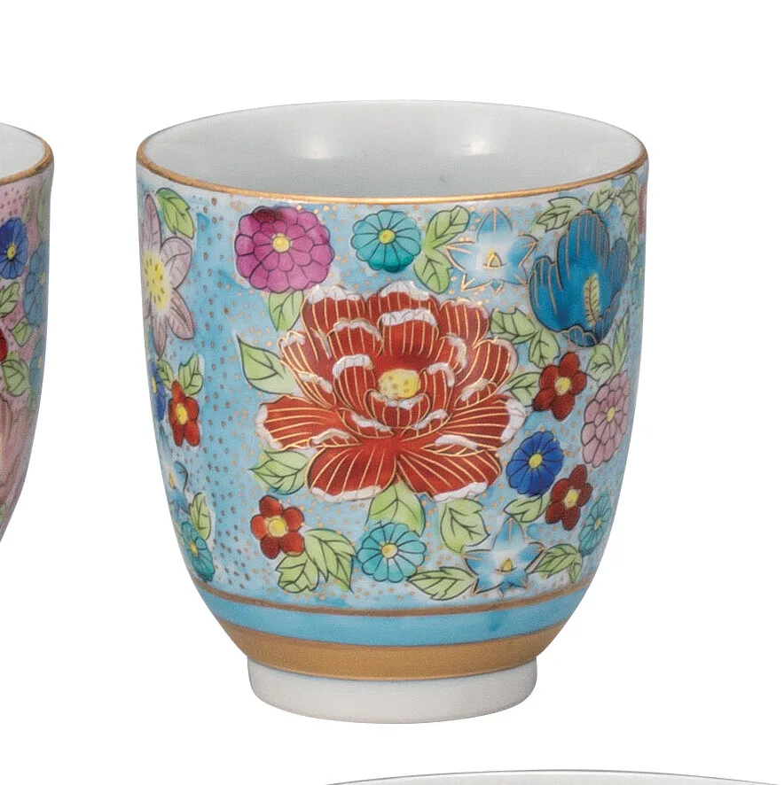 구타니야키 다이시가마 부부 한 세트 · 순금 꽃채움 4점 세트 다른 각도 5