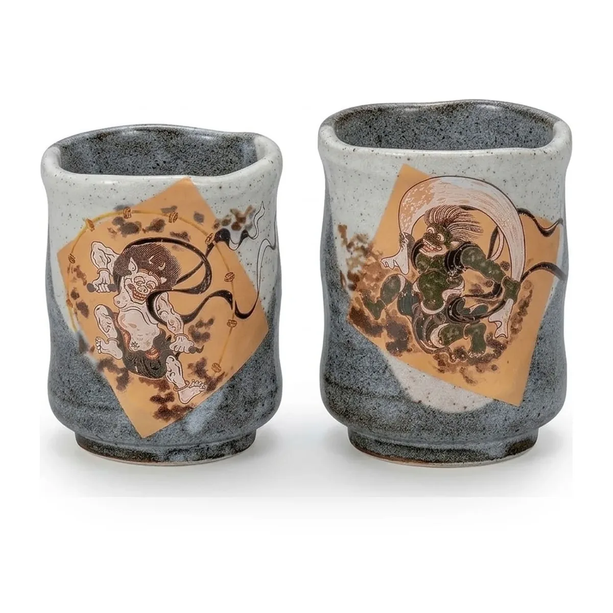 구타니야키 찻잔 · 풍신뇌신 2점 세트 측면