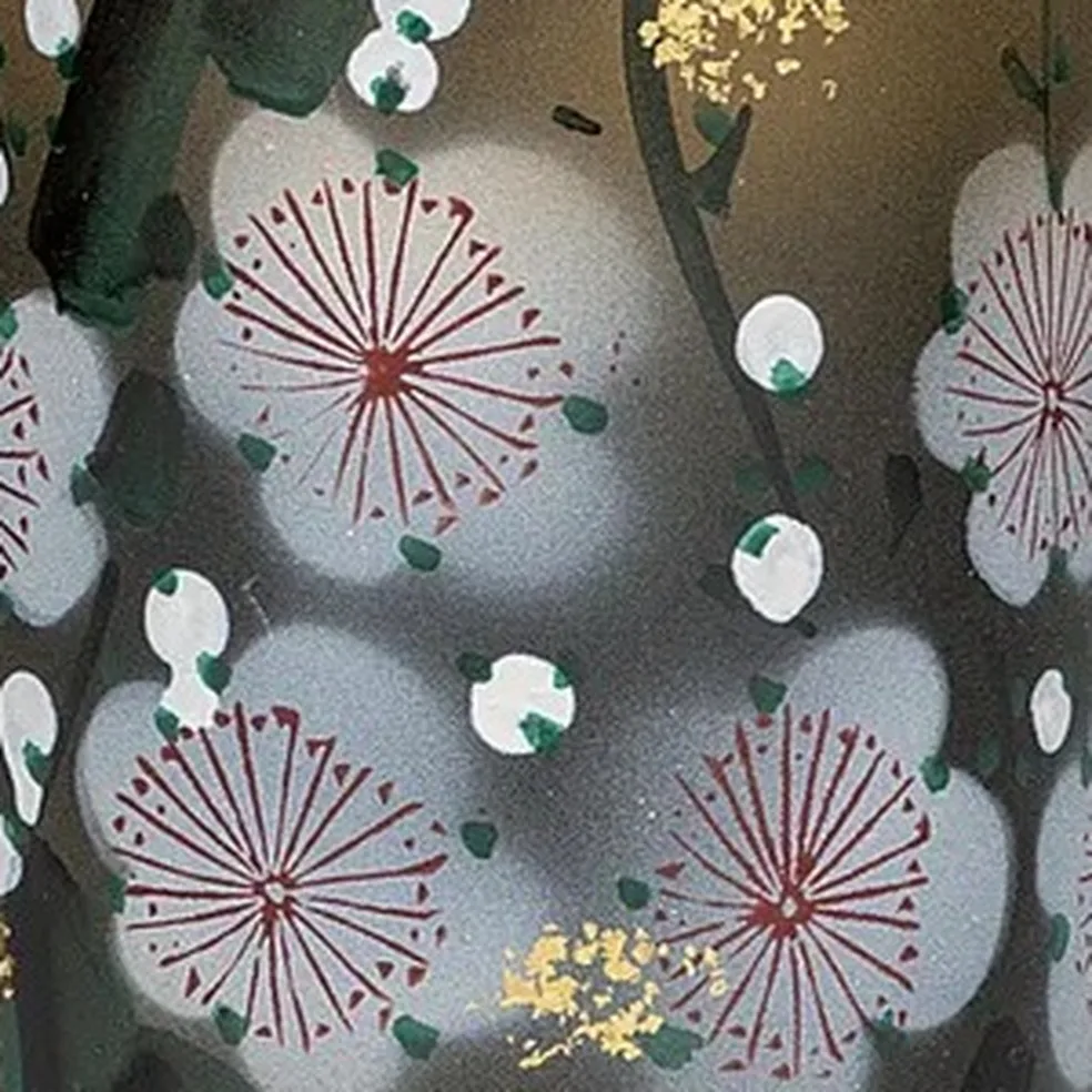 구타니야키 8호 화병 · 금박 매화 그림 다른 각도 8