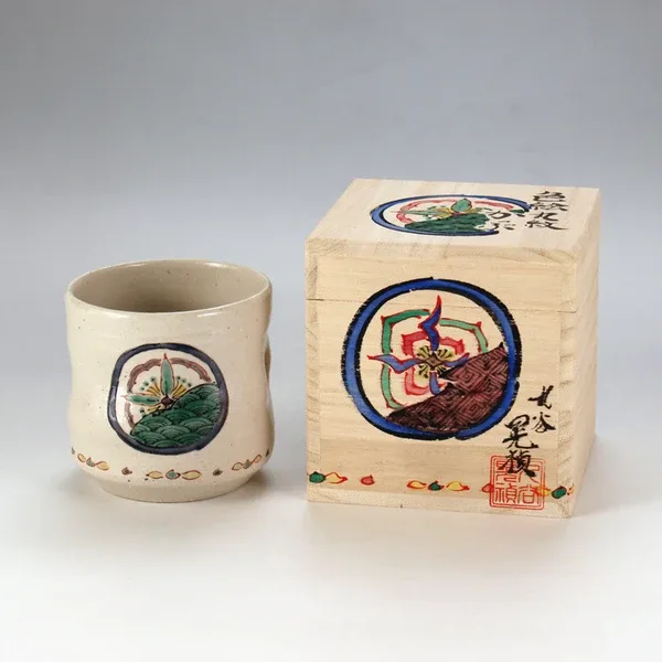 구타니야키 찻잔 · 색그림 둥근무늬 · 미우라 고테이 다른 각도 5